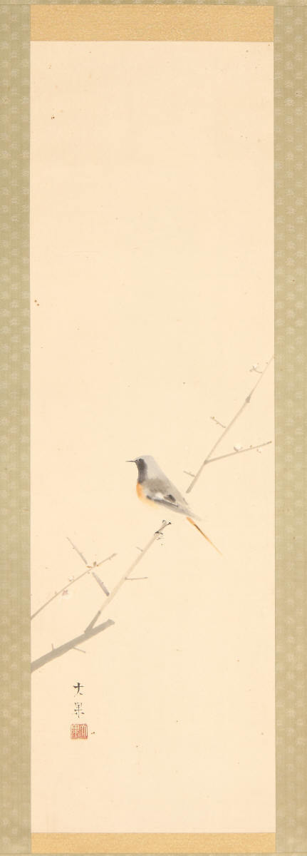 梅にジョウビタキ図