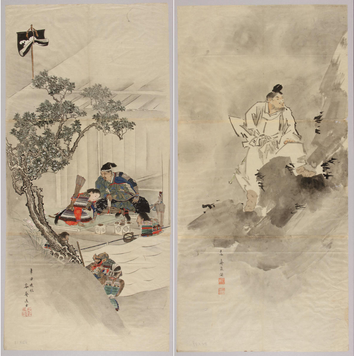 容斎画粉本（①和気清麻呂図、②桜井駅図）