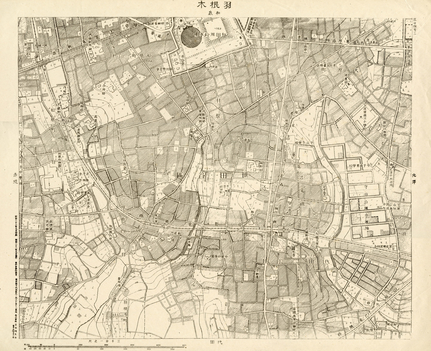 ３千分１地形図「34号ノ1　羽根木」
